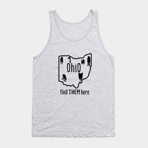 Ohio Cryptids, Find Them Here. Tank Top by The Curious Cabinet